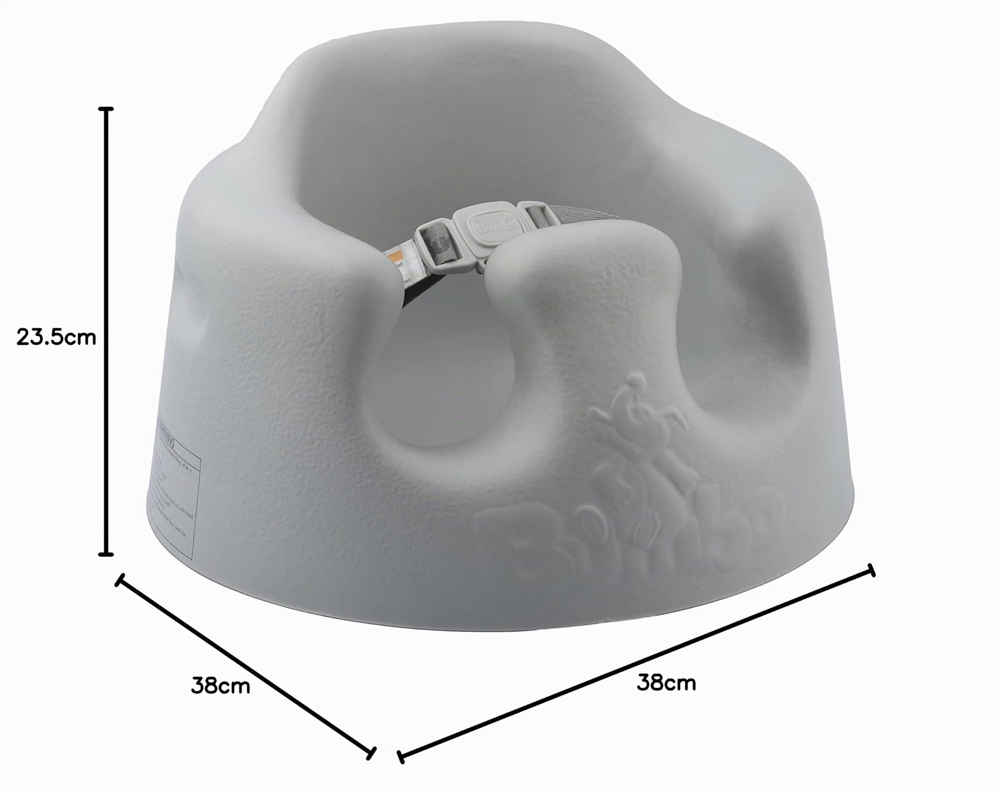 Bumbo Asiento de Suelo para Bebé - Diseño Ergonómico, Fácil de Limpiar, con Arnés de Seguridad - Cómodo y Seguro - Asiento de Apoyo para Bebés de 3 a 12 Meses - Color Gris