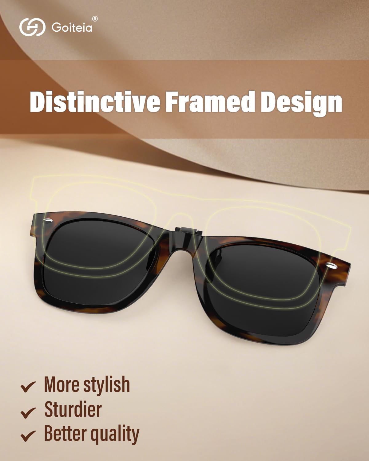 Goiteia Occhiali da sole polarizzati con clip per donne e uomini, design retrò incorniciato per nascondere i tuoi occhiali-protezione UV400