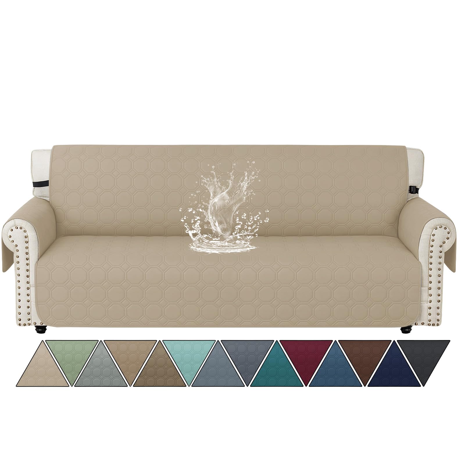 Ystyle Funda Sofa Impermeable 4 Plazas con Reposabrazos, Universal Fundas de Sofa Antideslizante Antimanchas Lavable, Protector de Muebles para Perros y Mascotas, Beige Global Recycled Standard Global Recycled Standard Global Recycled Standard