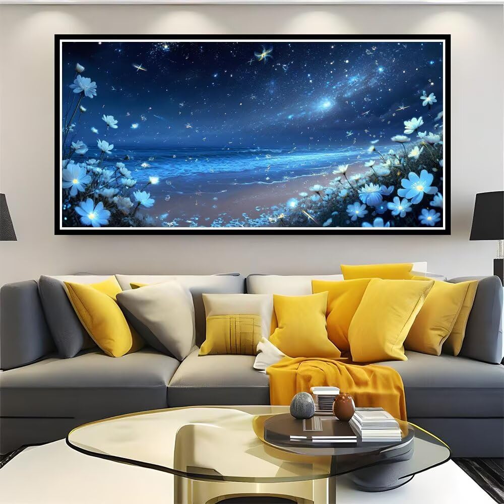 Dipingere con i Numeri, Dipingi con i Numeri per Adulti fiore spiaggia kit Pittura Fai-da-Te, con 3 Pennelli e Vernice Acrilica, Hobby Creativi Adulti, Decor Regalo 50x100cm (Senza Cornice) z0z-746