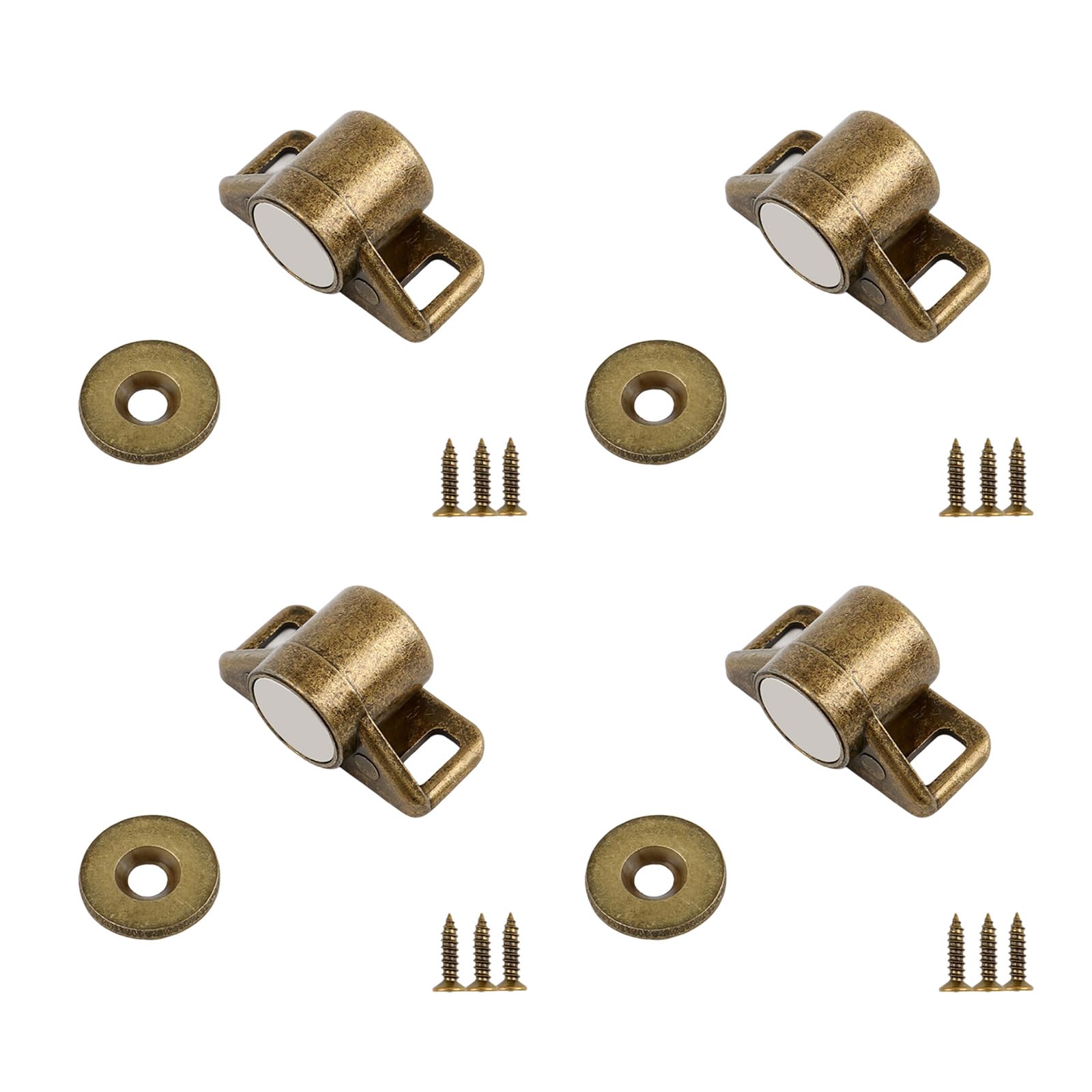4Pcs Zinc Alloy Cabinet Catches, Heavy Duty Concealed Door Stopper, Quiet Closing Hardware for Cupboard Furniture Heavy Duty Door Holder for Cabinets