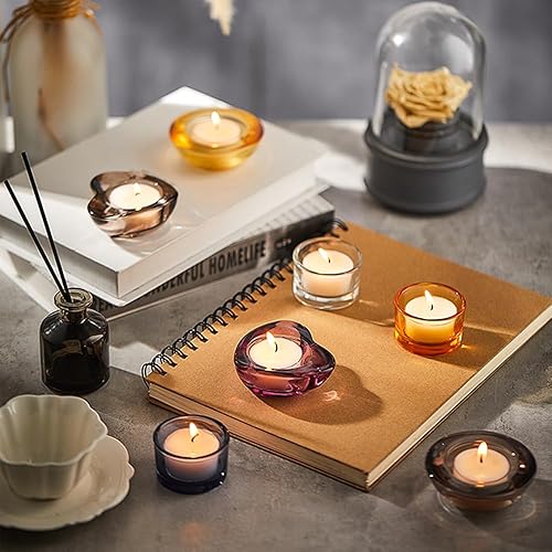 Miniatura 5 de Elivia CH03 - Portavelas dorado, juego de 18 portavelas redondo de cristal, 2 pulgadas de diámetro, color naranja oxidado