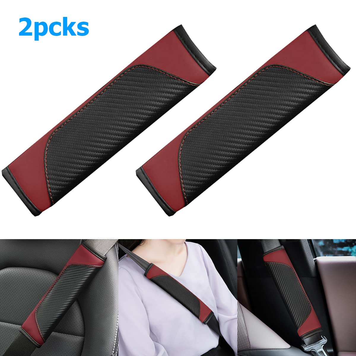 Paraspalle Per Cintura Di Sicurezza JNNJ - 2 Pezzi In Pelle Carbonio - Foto 4