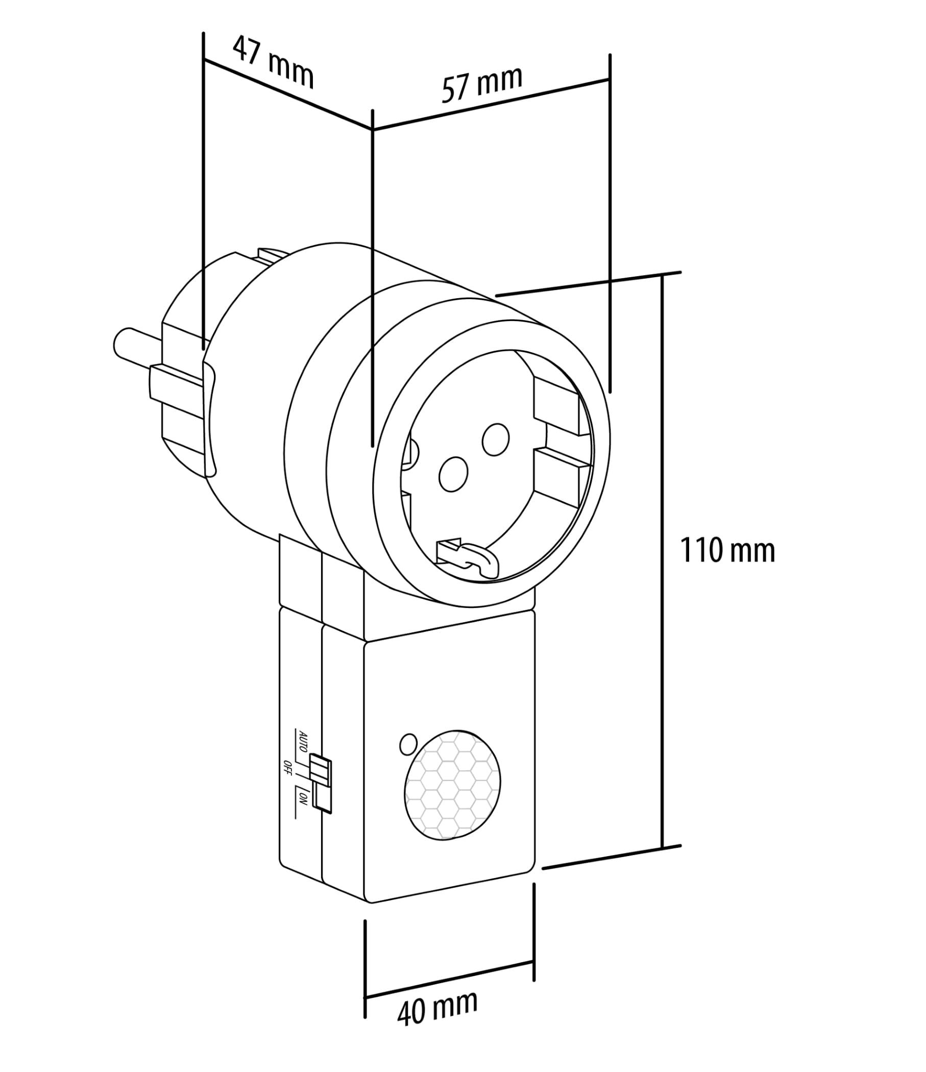 SEBSON Wtyczka pośrednia PIR czujnik ruchu, obrotowy czujnik, wtyczka Schuko 230 V, programowalna, maks. 1000 W, nadaje się do LED, adapter do gniazdka
