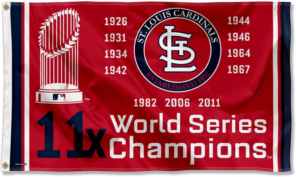 St. Louis Cardinals Years Series Champions 3x5 Foot Grommet Banner Flag
