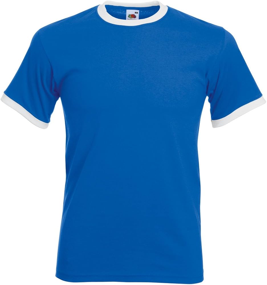 Fruit of the Loom Men's Ringer T Shirt Medium Royal/White | Amazon.com