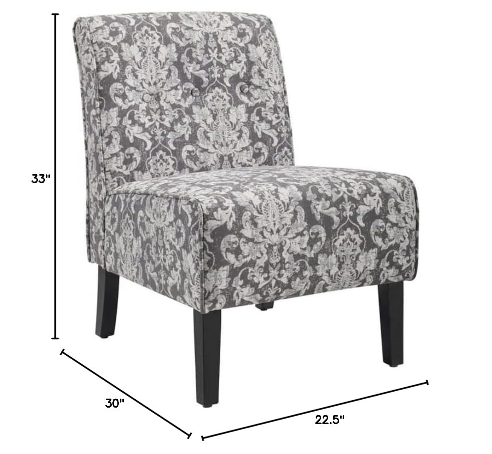 Sillón con tapizado floral gris moderno miniatura 3