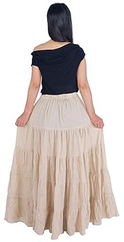 Lannaclothesdesign Women's Cotton Long Ruffle Full Circle