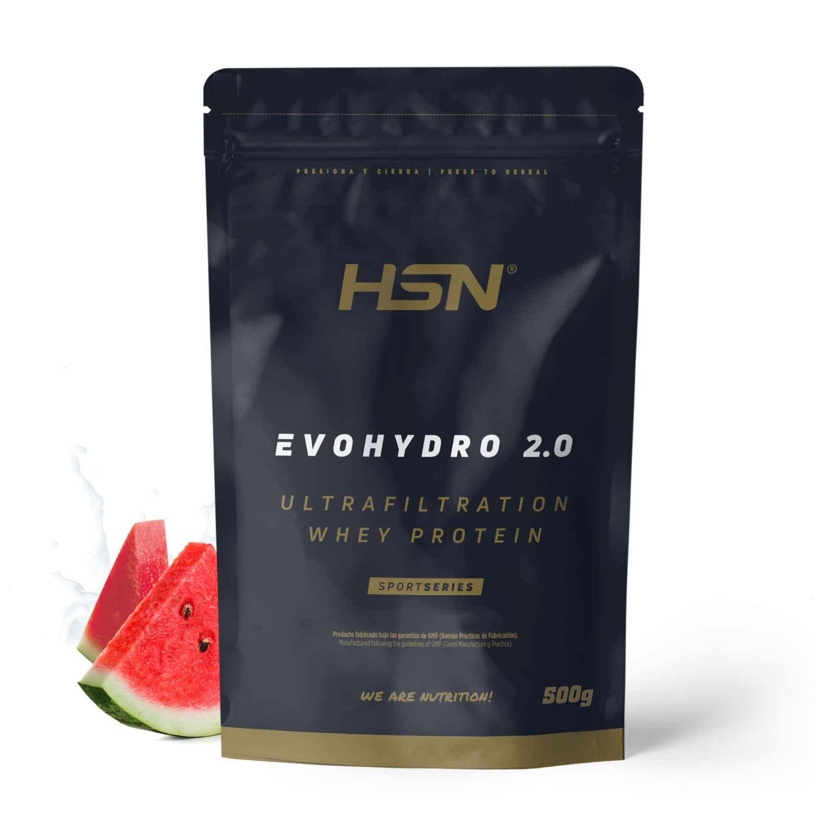 Białko bez laktozy HSN Evohydro 2.0 | Smak arbuza 500 g = 17 gniazd w opakowaniu | Izolat hydrolizowanego białka serwatki mlecznej | Hydro Whey | Nie-GMO, wegetariańskie, bezglutenowe
