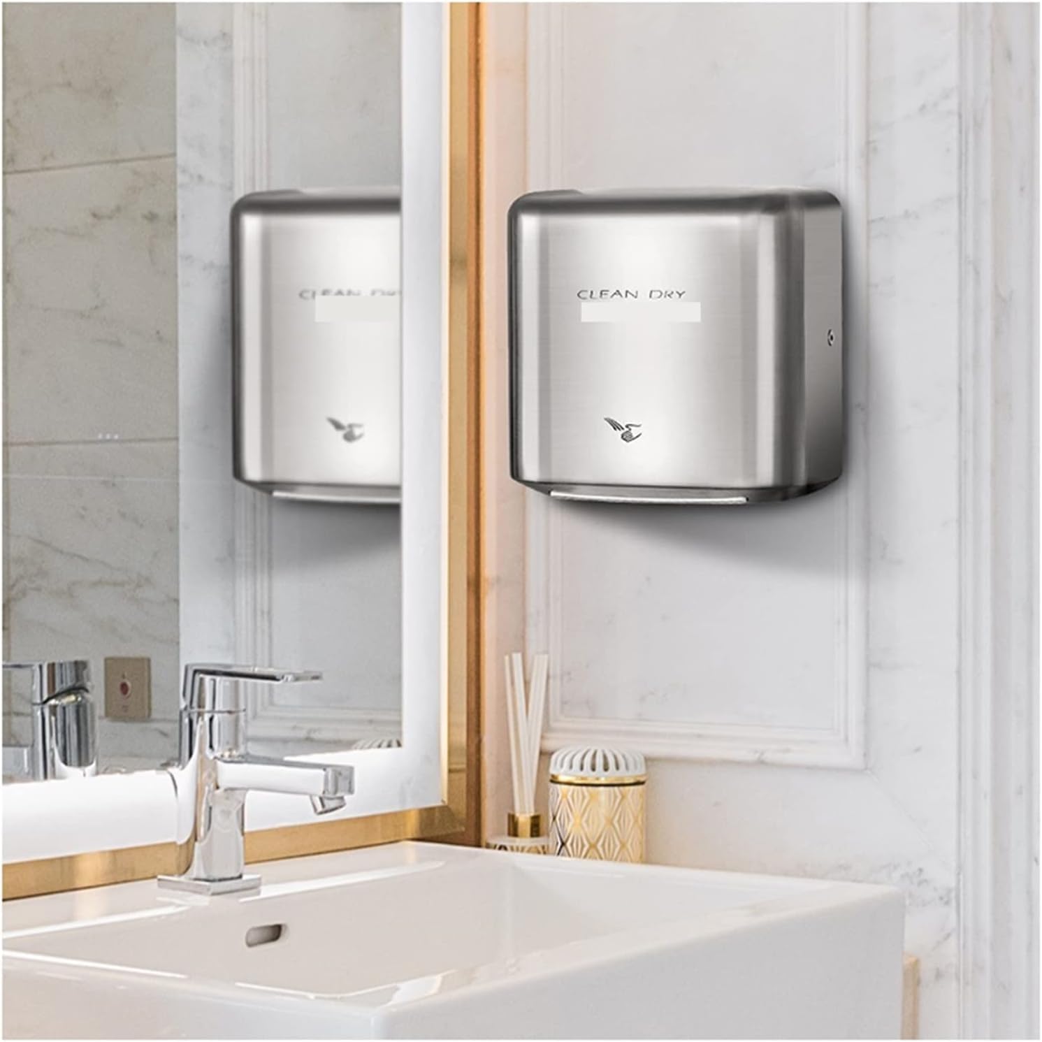 Asciugamani Elettrico, Sensore Automatico for asciuga Mani Caldo Freddo con HEPA ad Alta velocità 100 m/s 304ss Macchina for asciugare Le Mani for Uso Commerciale(Nero)
