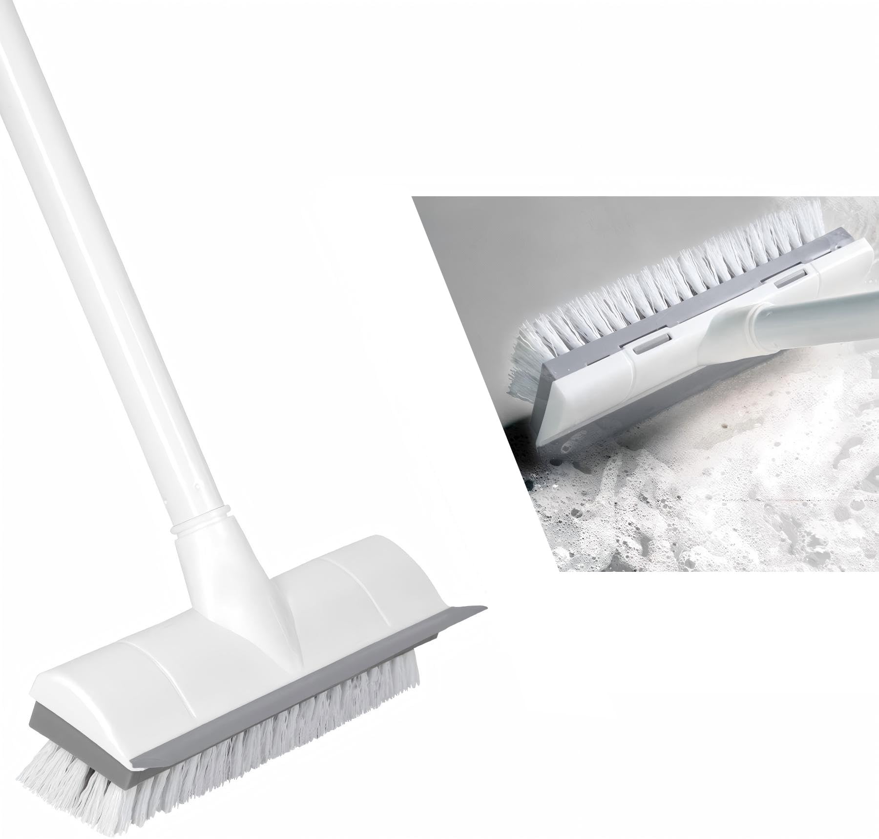 CLEANHOME デッキブラシ 掃除用ブラシ 2in1 水切りワイパー タイル…