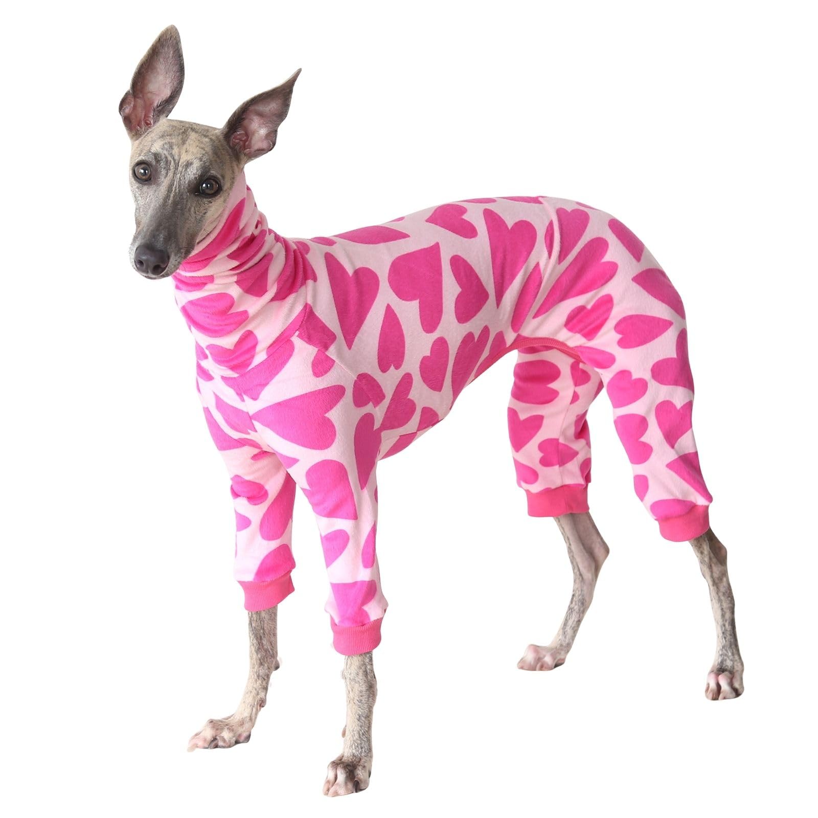 Greyhound Jumper,Whippet Cotton Pajamas Dog Onesie Dogs Jumpsuit (Hot Pink, M)