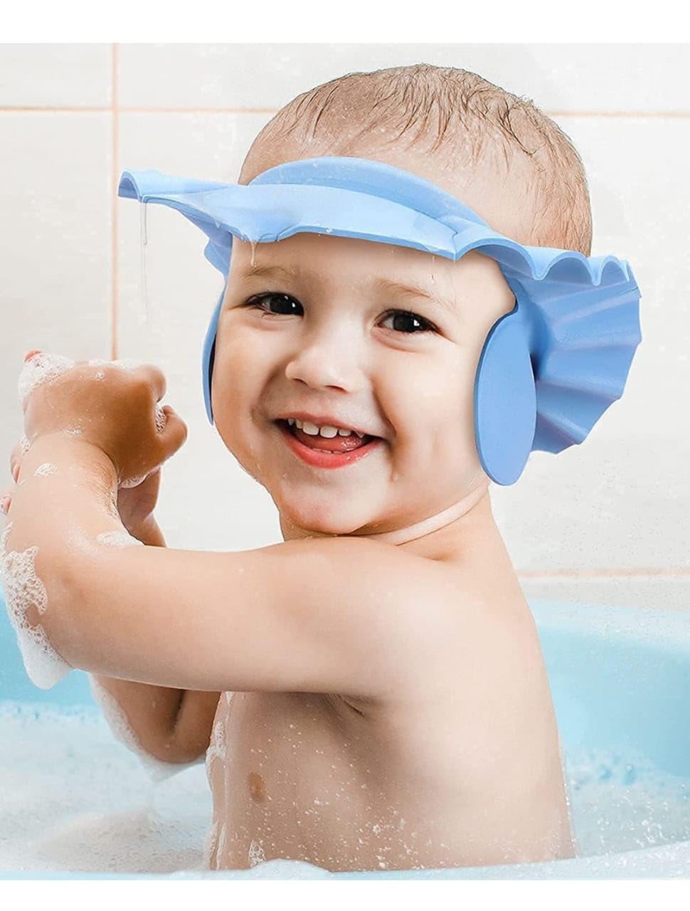 ENVOLO MART Baby Shower Cap for Kids shower cap for baby for 0-3 years Hair Washing Shield, Toddler Bath Hat, Shampoo Visor, Head Protector - Cute Dinosaur Shape Makes Bath More Fun, Multicolor (1 Piece)-image-19