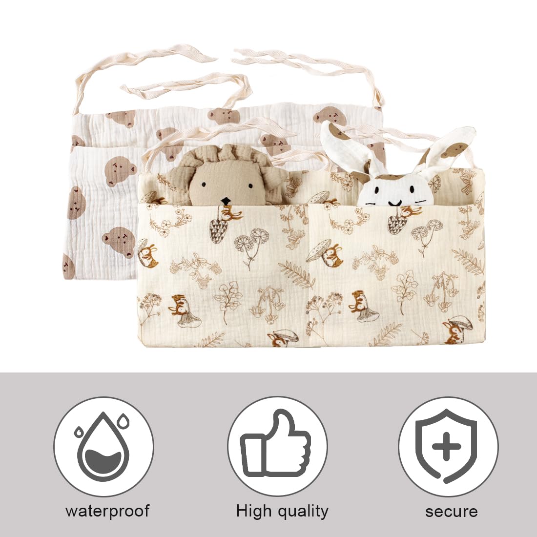 Organiseur Lit Bébé 2 Pcs – Sac Rangement Couches Suspendu – Organisateur Table à Langer Coton Doux