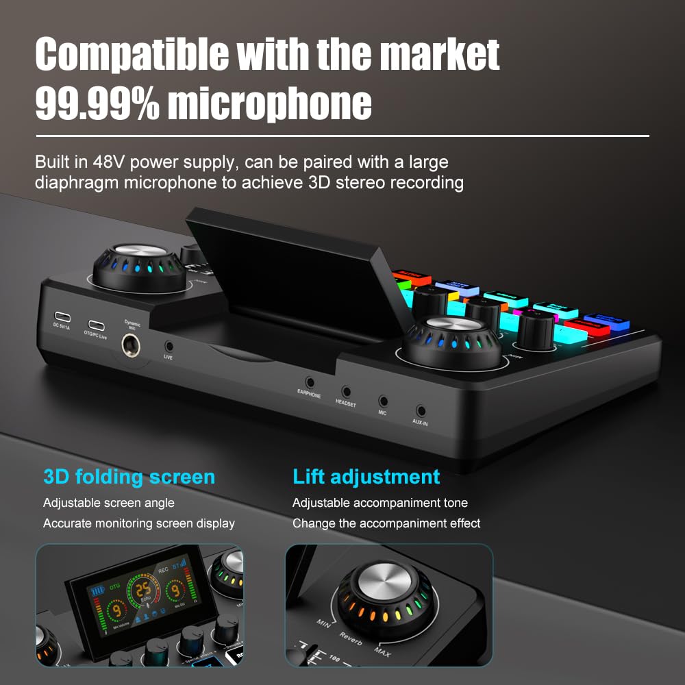 Nuoxiange F668 OTG Audio Mixer Sound Card, Voice Changer