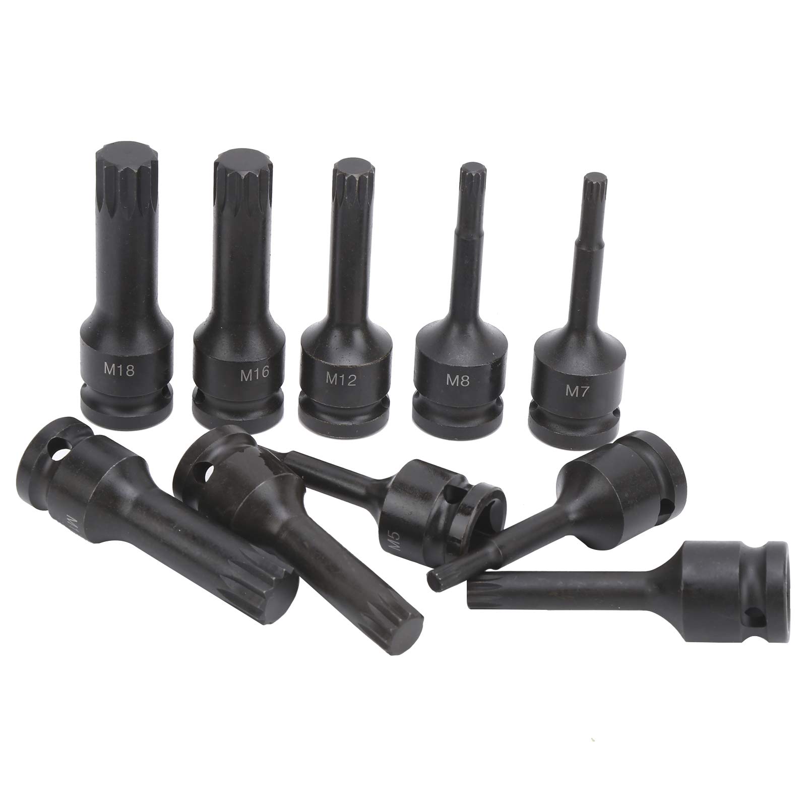 Set di punte a bussola quadrate da 10 pezzi 1/2 pollice strumento per bussole a percussione in acciaio al cromo molibdeno coppia elevata antiruggine per riparazioni