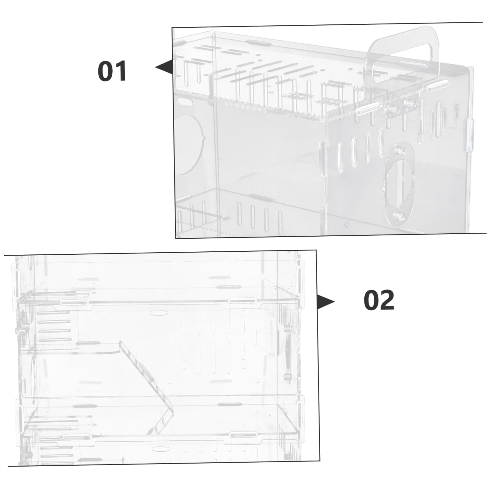 ibasenice Jaula para Hámster de Acrílico Transparente, Casa para Mascotas Pequeñas, Diseño Transpirable E Inodoro, Portátil, Adecuado para Chinchillas y Roedores