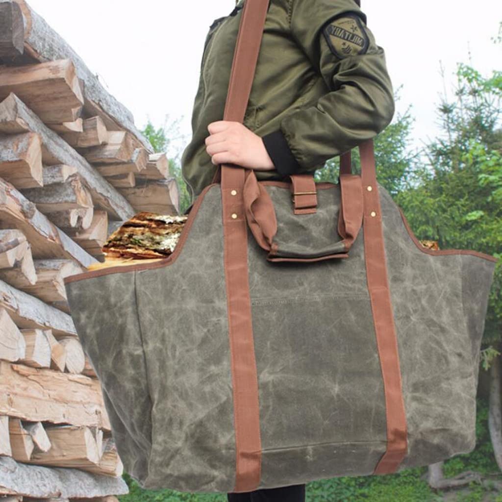 Borsa portalegna Biglietto da Legna da ardere di Tela Tote Bag Cesto di Trasporto da Camino da Camino in Tela per Camino in Feltro