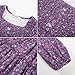 GRACE KARIN Fall Long Sleeve Dresses for Girls Purple Floral Smock Ruffle Tiered Holiday A-Line Button Front Fashion Dress Size 7-8
