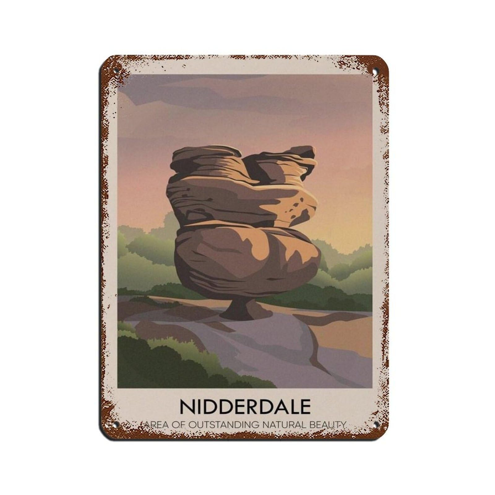 Lxwnze 30L X 40W Cm Nidderdale Aonb Travel Poster Tin Sign Vintage Metal Pub Club Cafe Bar Home Wall Art Decoration Poster Retro 12X16inch(30X40cm)