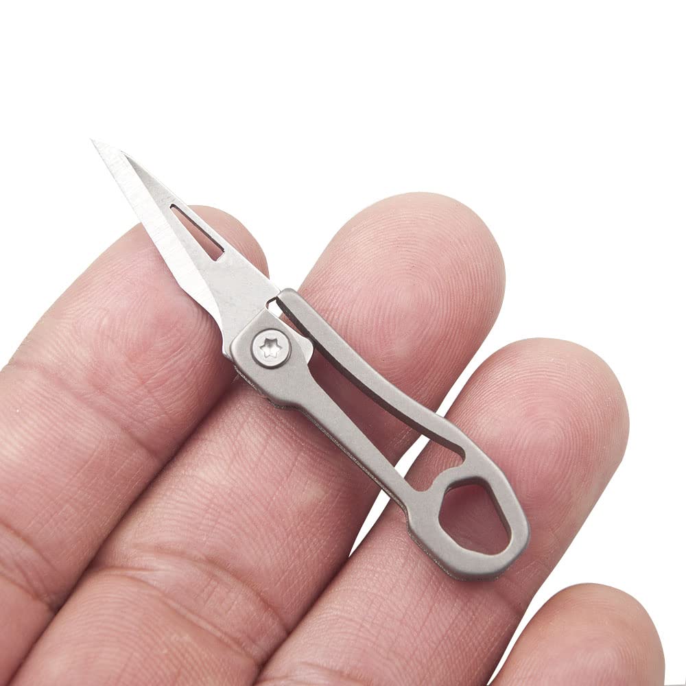 Coltello pieghevole Mini, lama in acciaio inossidabile da 1" con manico di titanio, Ultra compatto e leggero
