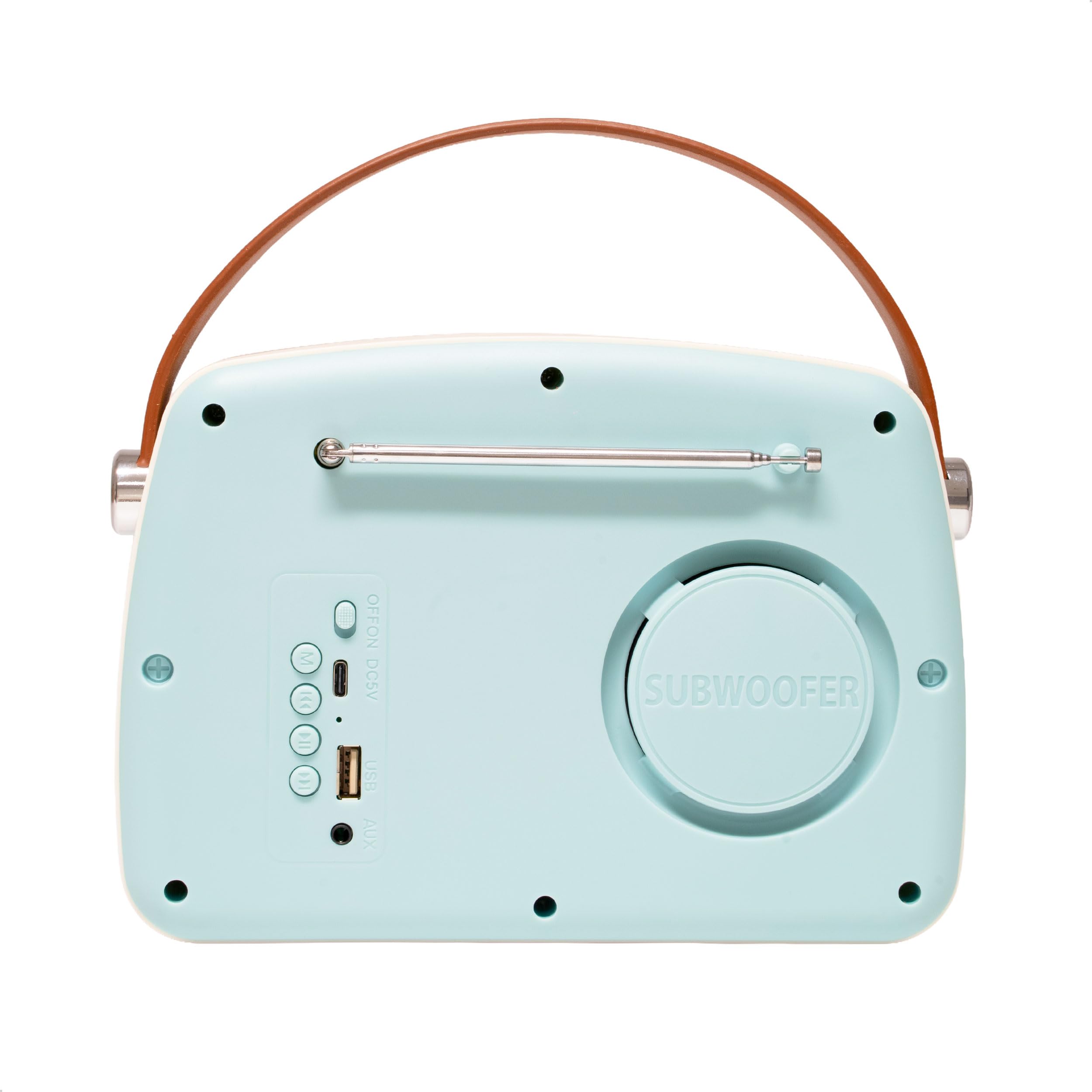 Madison FREESOUND-VR30 Radio FM Bluetooth vintage de 30 W – Batería recargable USB-C – Entradas USB y AUX – Subwoofer – Gran autonomía – Diseño retro portátil