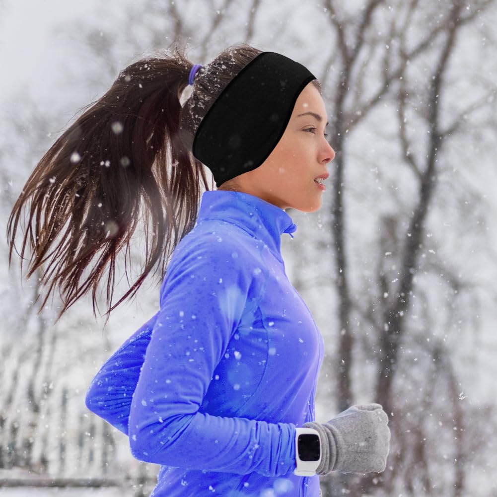 flintronic Polarowa sportowa opaska na głowę, 2 sztuki, zimowa opaska na głowę, osłona uszu, dla kobiet i mężczyzn, do uprawiania sportu, jogi, tańca, biegania, jazdy na nartach, jazdy na rowerze