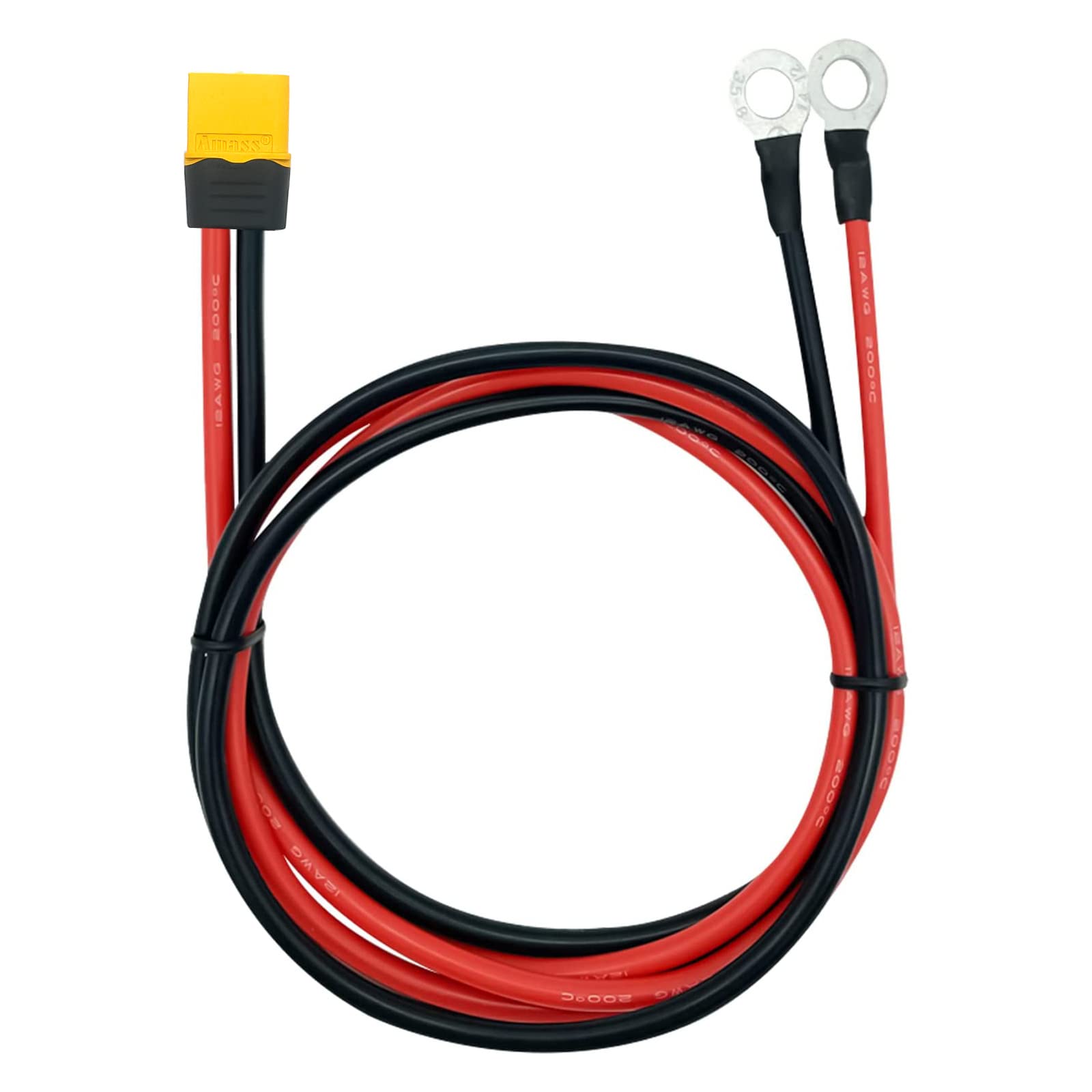 XT60 zu O Ring Anschlusskabel, XT60H Stecker zu O Ring Verbindungskabel, mit 1M 12AWG Siliziumdraht, für RC Lipo Batterie FPV Racing Drone