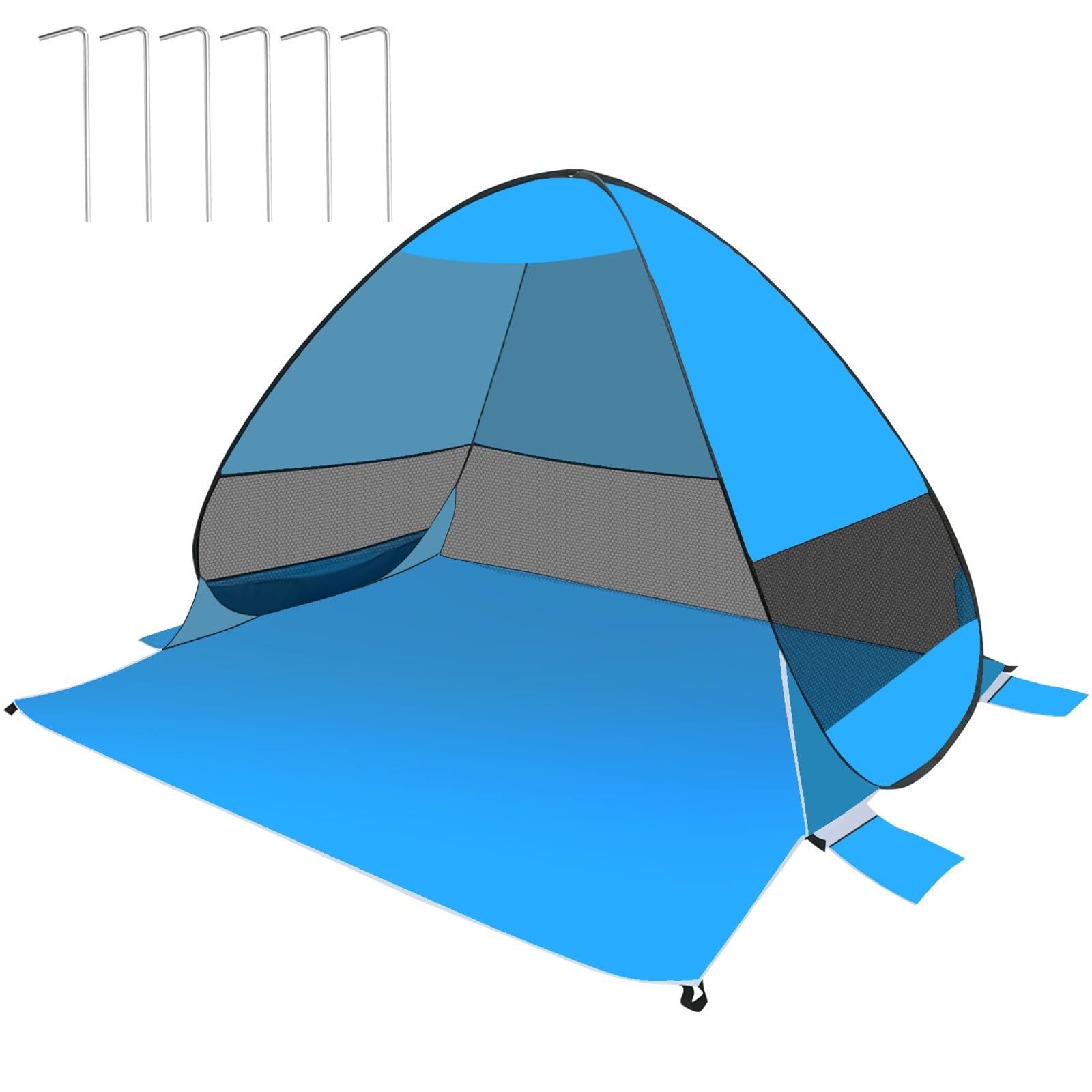 Tienda Pop Up de Playa Con Refugio Anti Rayos UV, 3-4 Personas, Una Puerta y Tres Ventanas Enrejadas - Sombrilla Fácil de Usar Con Bolsa de Almacenamiento