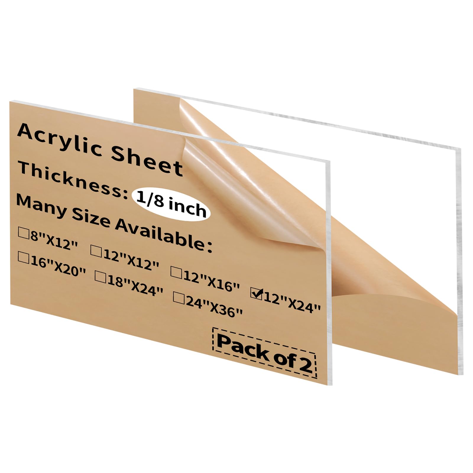 Clear Acrylic Sheets - 2 Pack 12x16 -11
