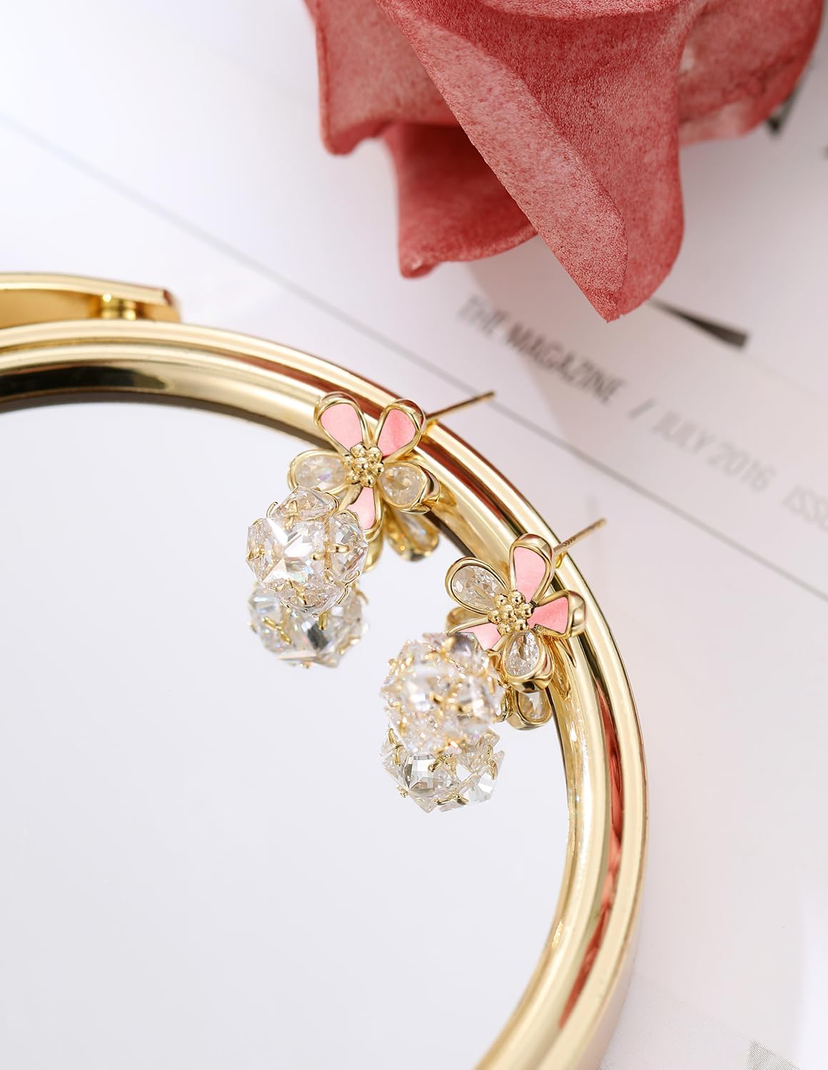 14k Gold Plated Cubic Zirconia Dangle Earrings for Women Jewelry - Image 5