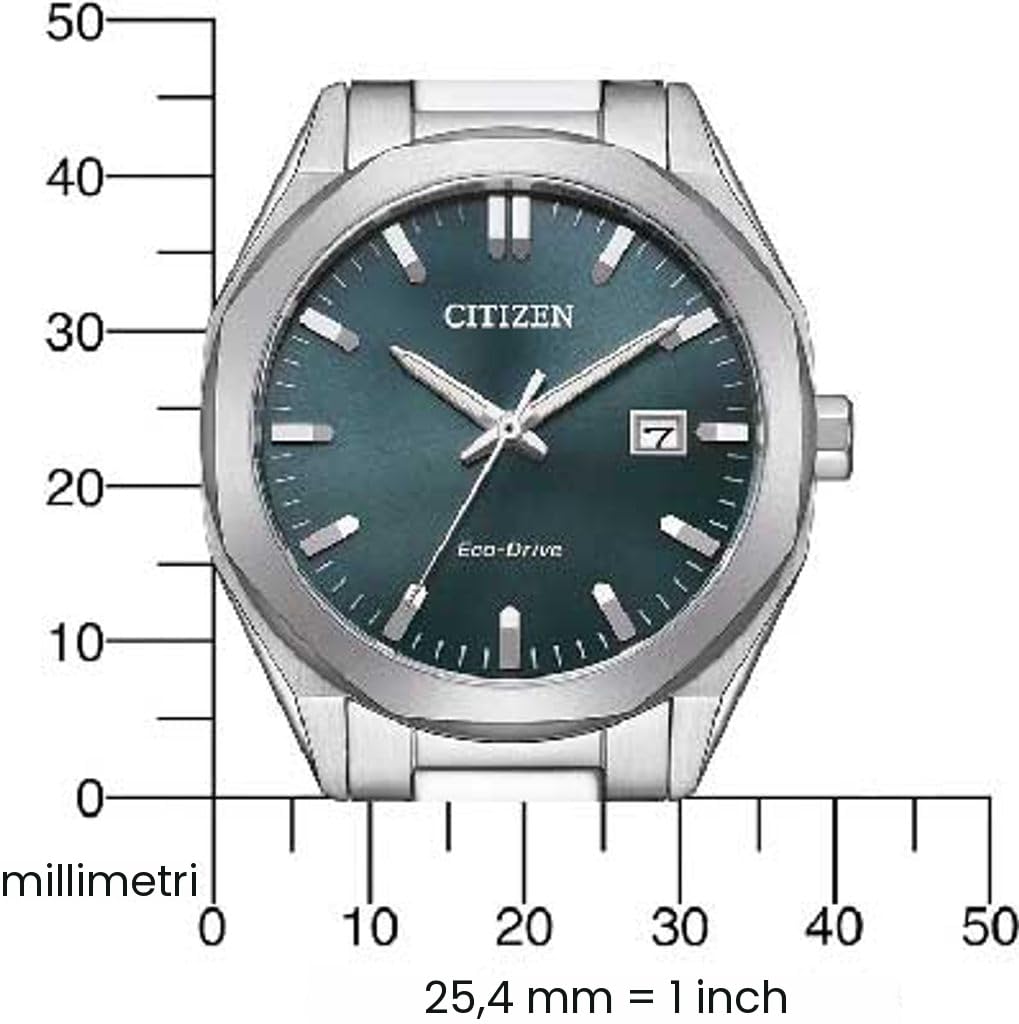 CITIZEN Orologio analogico al quarzo da uomo con cinturino in acciaio inox BM7620-83X, verde, Bracciale
