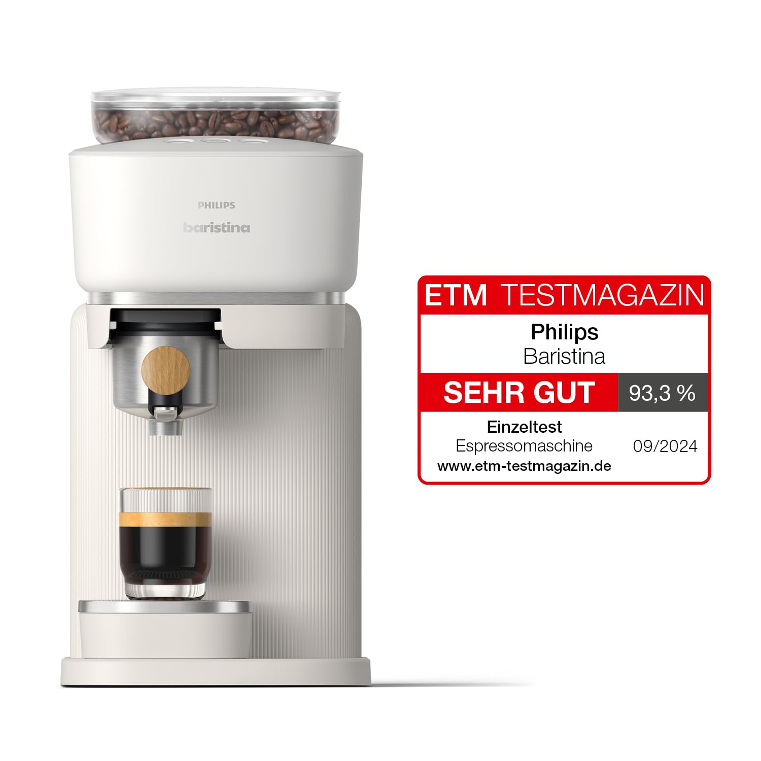 PHILIPS Baristina Espressomaschine, Weiß, Café Crema auf Knopfdruck