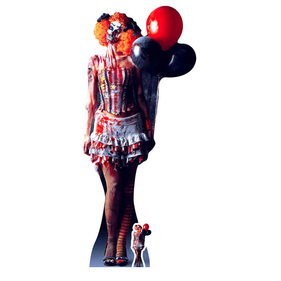 Scary Halloween Female Clown Lifesize and Mini Cardboard Cutout / Standup