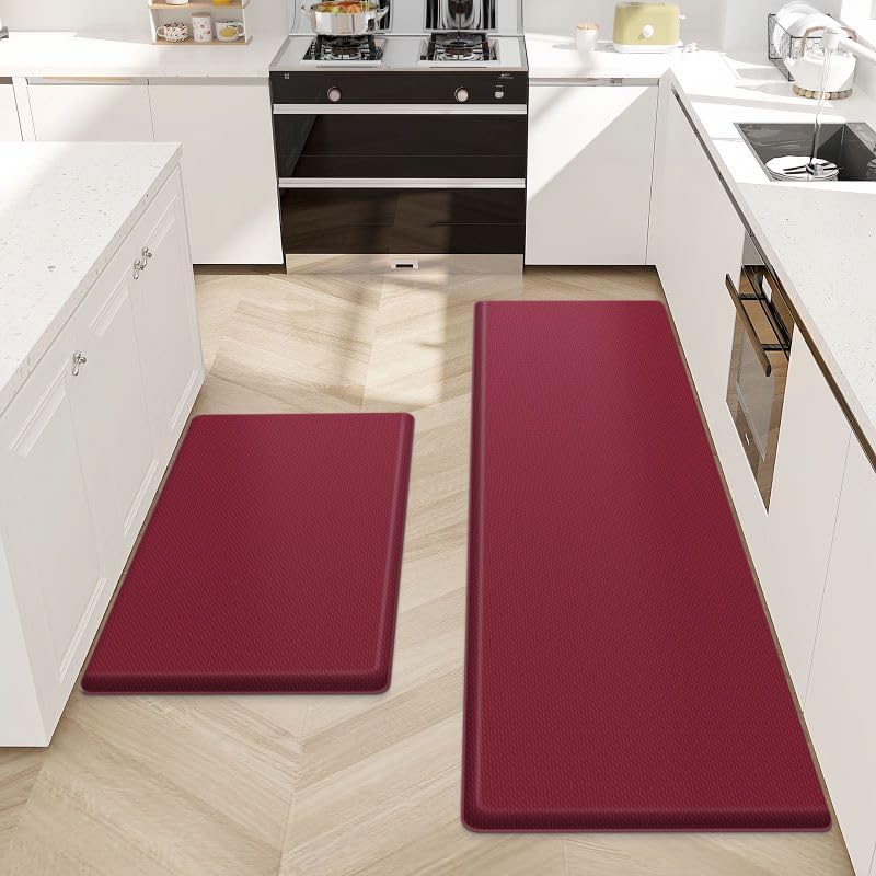 Juego de 2 tapetes de cocina acolchados antifatiga, antideslizantes, color gris, para cocina, oficina, fregadero, 17.3 x 30 pulgadas y 17.3 x 47