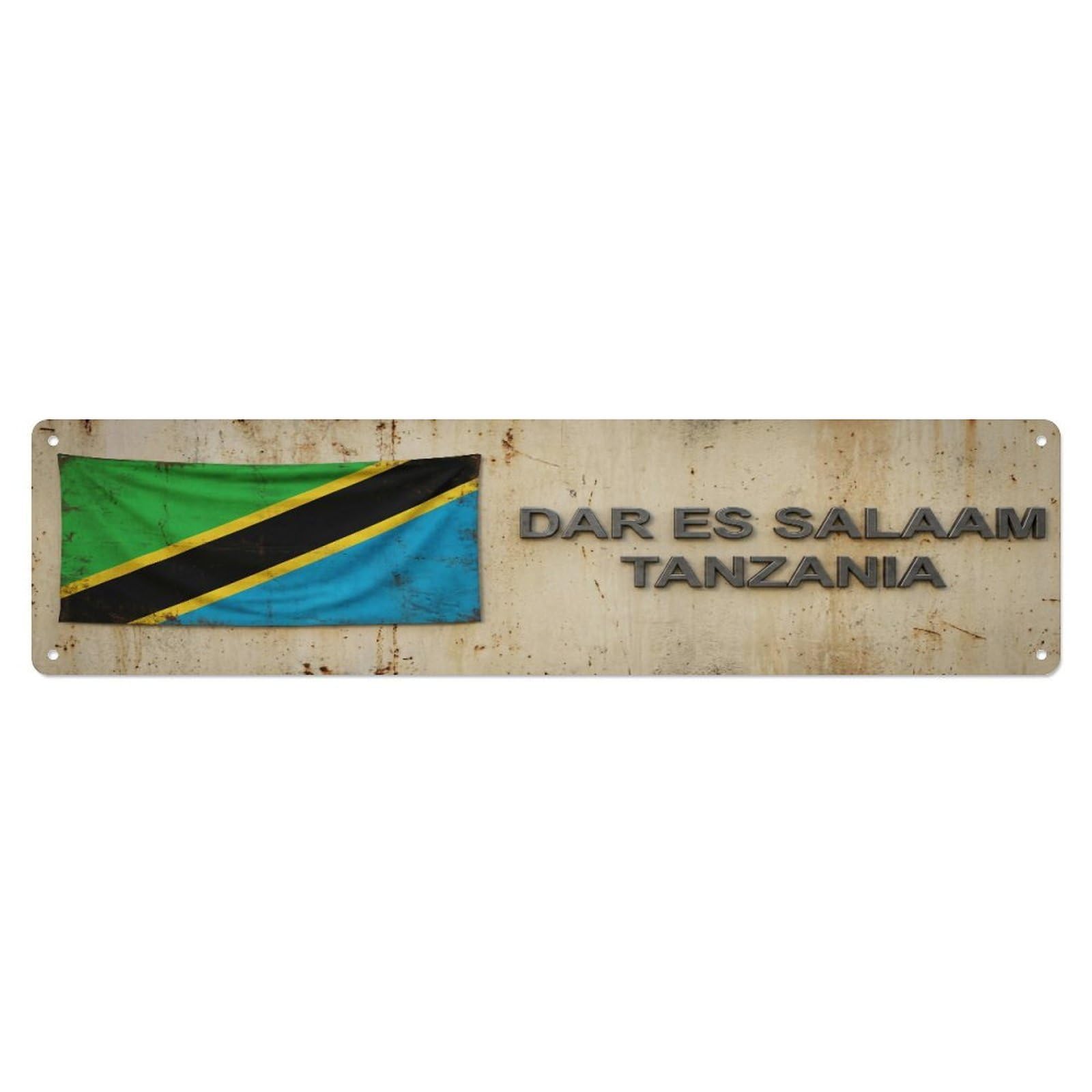Tgrcjimh Style Metal Tin Sign Vintage Dar Es Salaam Tanzania Flag Decor Rustic Travel