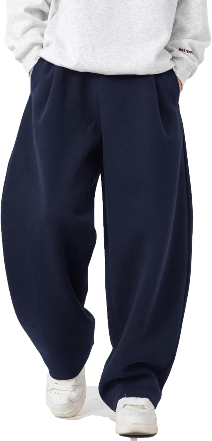 Mens Baggy Sweatpants Wide Leg Casual Elastic Waist Drawstring Athletic Loose Jogger Fall Sweat Pants