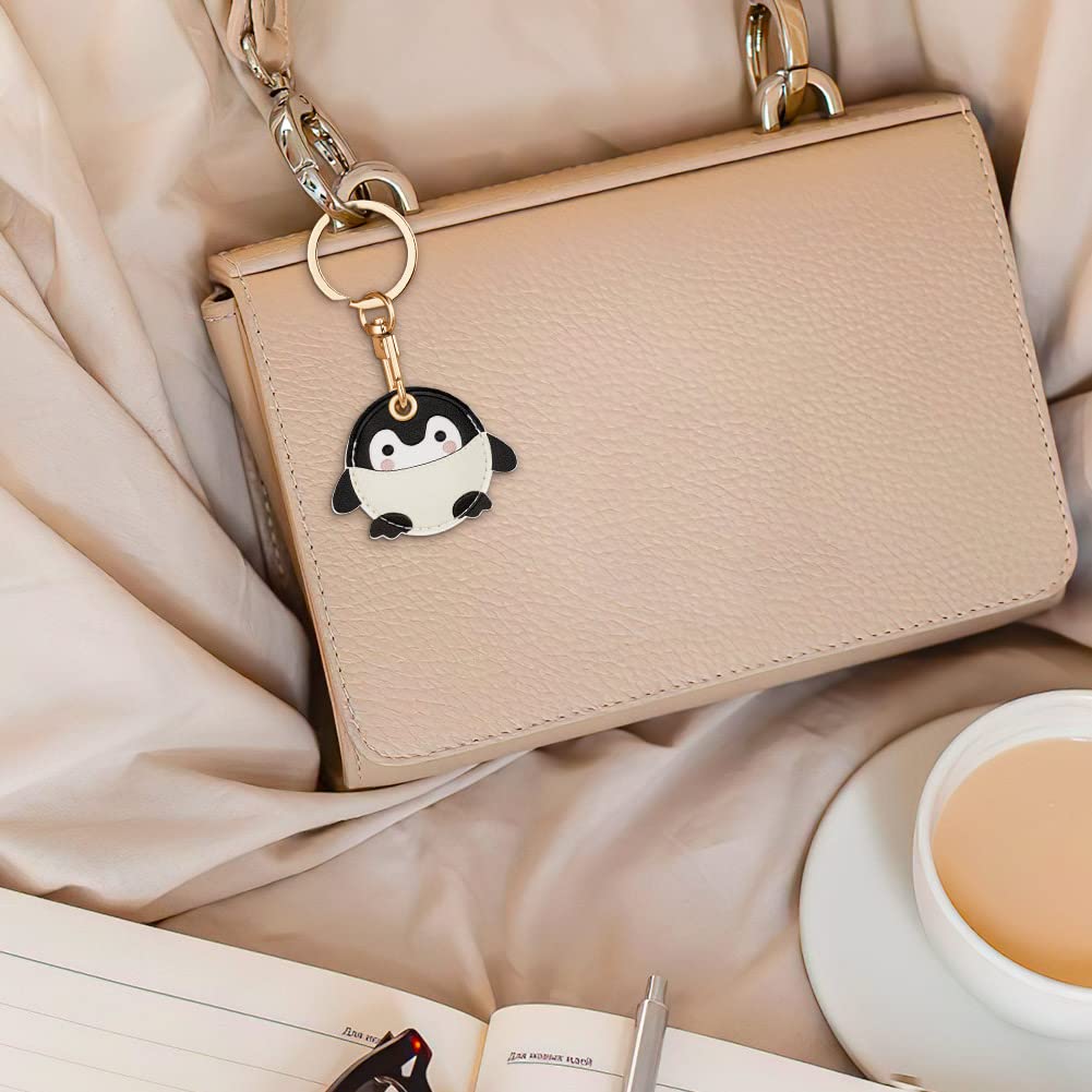AXFEE 360° Protective Case for Apple Air-Tag, Penguin Leather Keyring Case, Holder for Air-Tags, Decorations for Key, Bag, Pet Collar — view 8