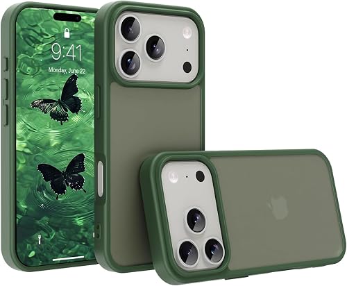 EUMADOVE iPhone 18 pro/17 pro Case,Translucent Matte(Green)