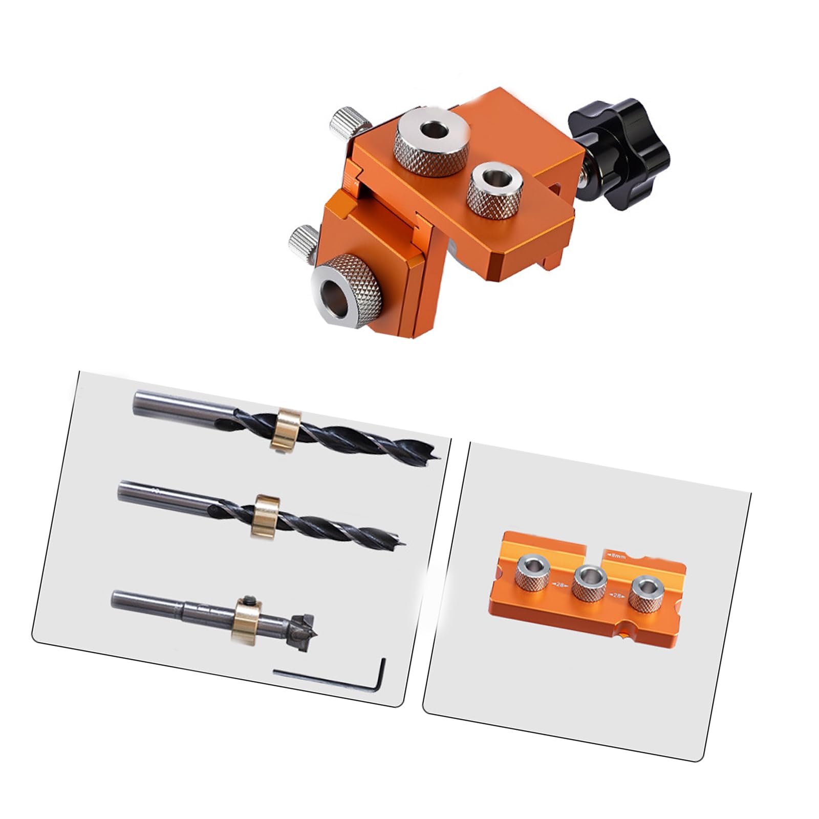 Zbiianxer 12Mm 3 In 1 Wood Joinery Hole Guide Dowel Jig Set Adjustable Drilling Jig Aluminum Dowel Drill Guide Locator Puncher Cabinet Making Hole Locator