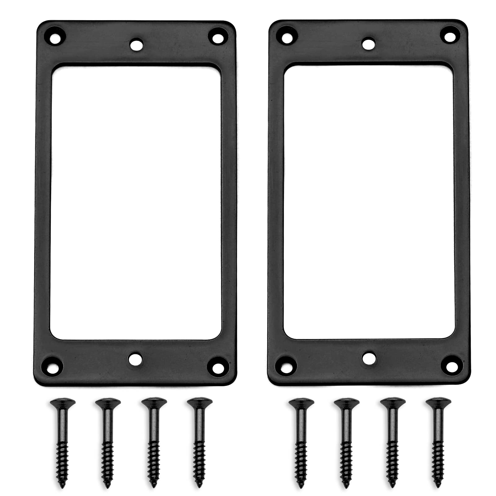 MAXCHEER 2PCS Metal Iron Flat Humbucker Pickup Ring for Electric Guitar Replacement (Black)