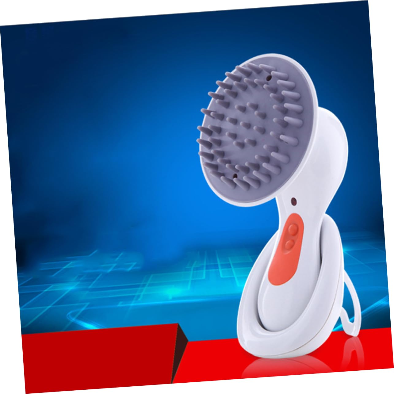 Elektrischer Handkopfkamm mit Vibration für Kopfhautmassage, Weiß