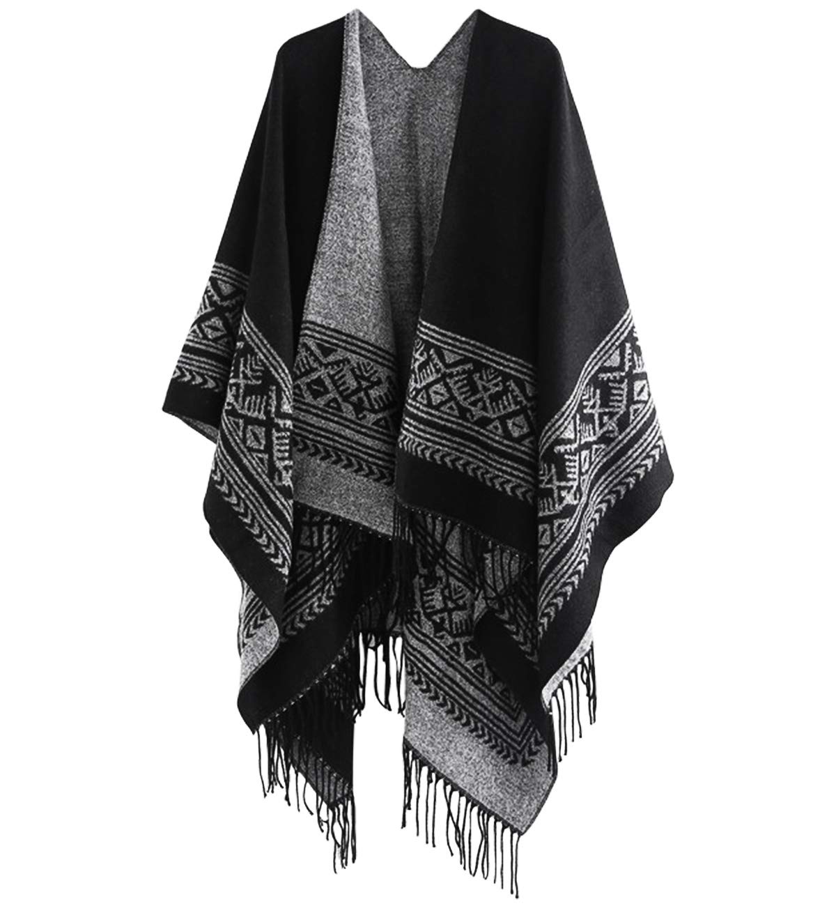 Superora Poncho Châle Elégant Chaud Ouvert à Carré Automne Hiver Femme