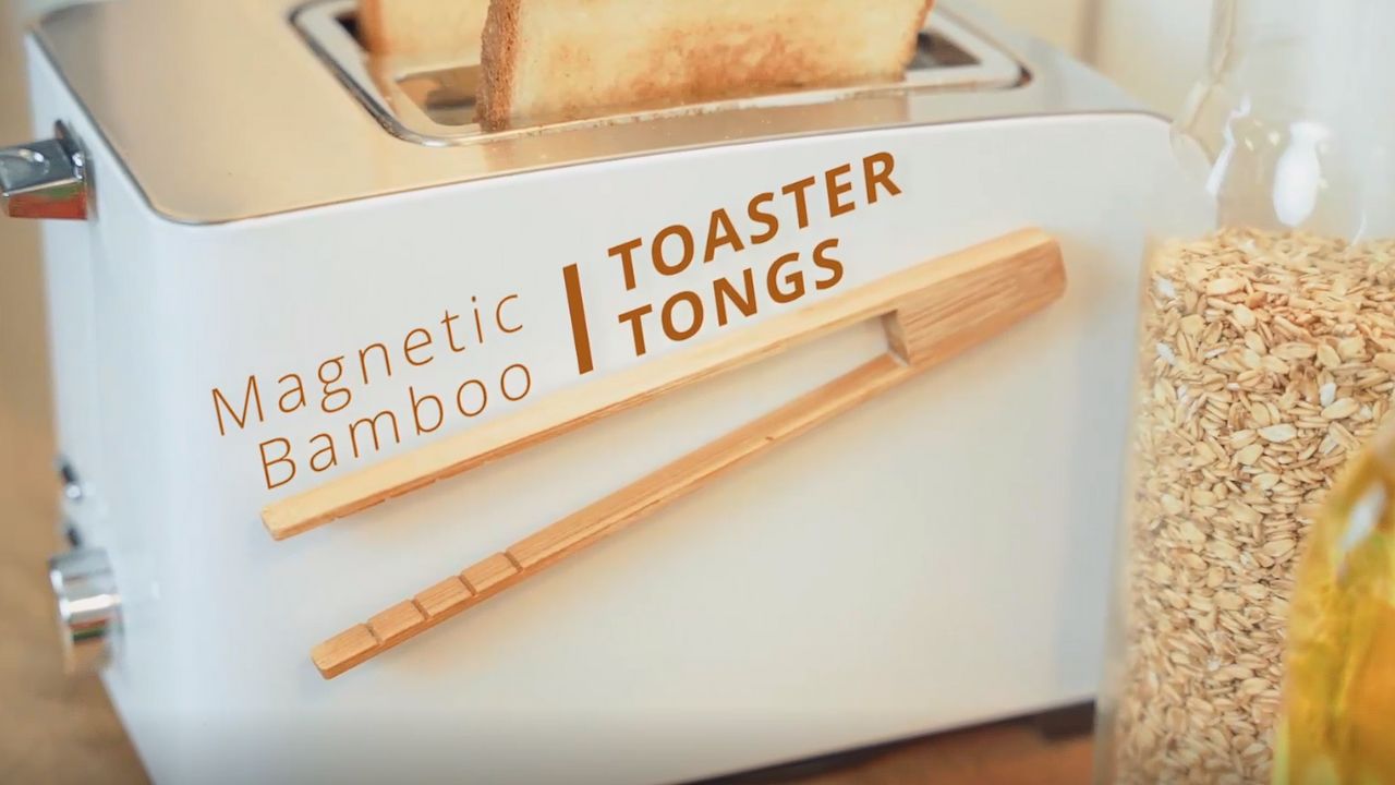 Amazon.com: Toaster Tongs With Magnet | Kitchen Utensils For Cooking and  Holding Toast Bacon Muffin Bagel Bread | 8 Inch Long Natural Non Toxic  Bamboo: Home & Kitchen