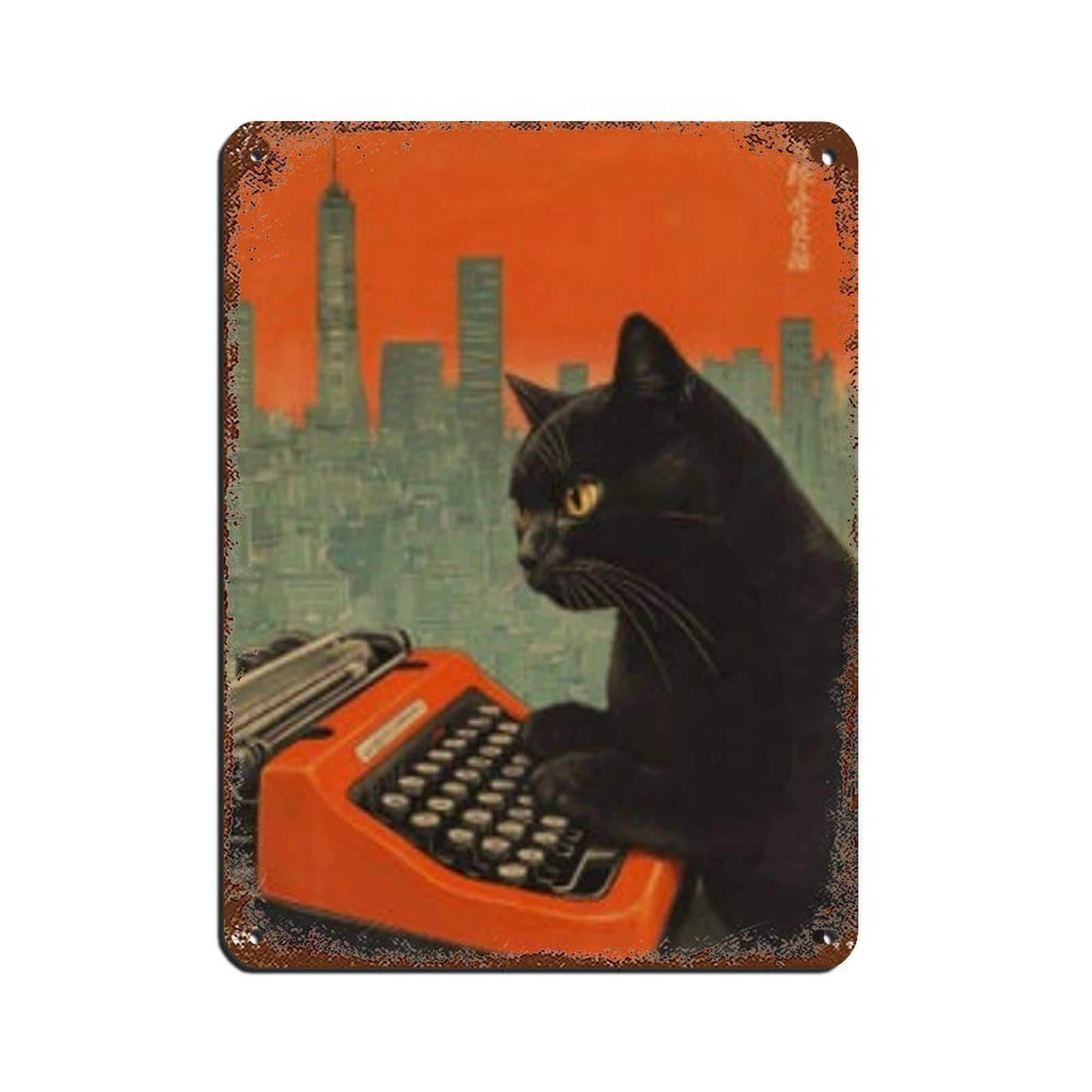 Lxwnze 30L X 40W Cm Retro Kat Typt Op Vintage Typemachineposter, Retro Poster Metal Tin Sign Chic Art Retro Iron Painting Bar People Cave Cafe Family Garage Poster Wall Decoration 12X16inch(30X40cm)