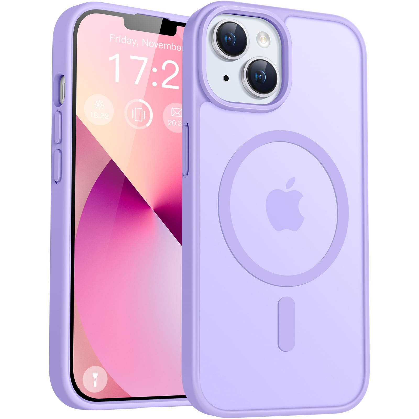 Photo 1 of PuyaTeya for iPhone 12mini/13 mini Phone Case, Compatible with Magnetic, Military Grade Drop Protection Translucent Matte Anti-Scratch/Anti-Fingerprint Case for iPhone 12mini/13 mini (Light Purple)
