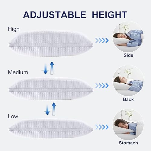 Miniatura 4 de JOLLYVOGUE Pillows Queen Size Set of 2,Bed Pillows for Sleeping with Plush Fiber Fill, Adjustable Hotel Pillows Firm Twin Pillows for Back, Stomach,
