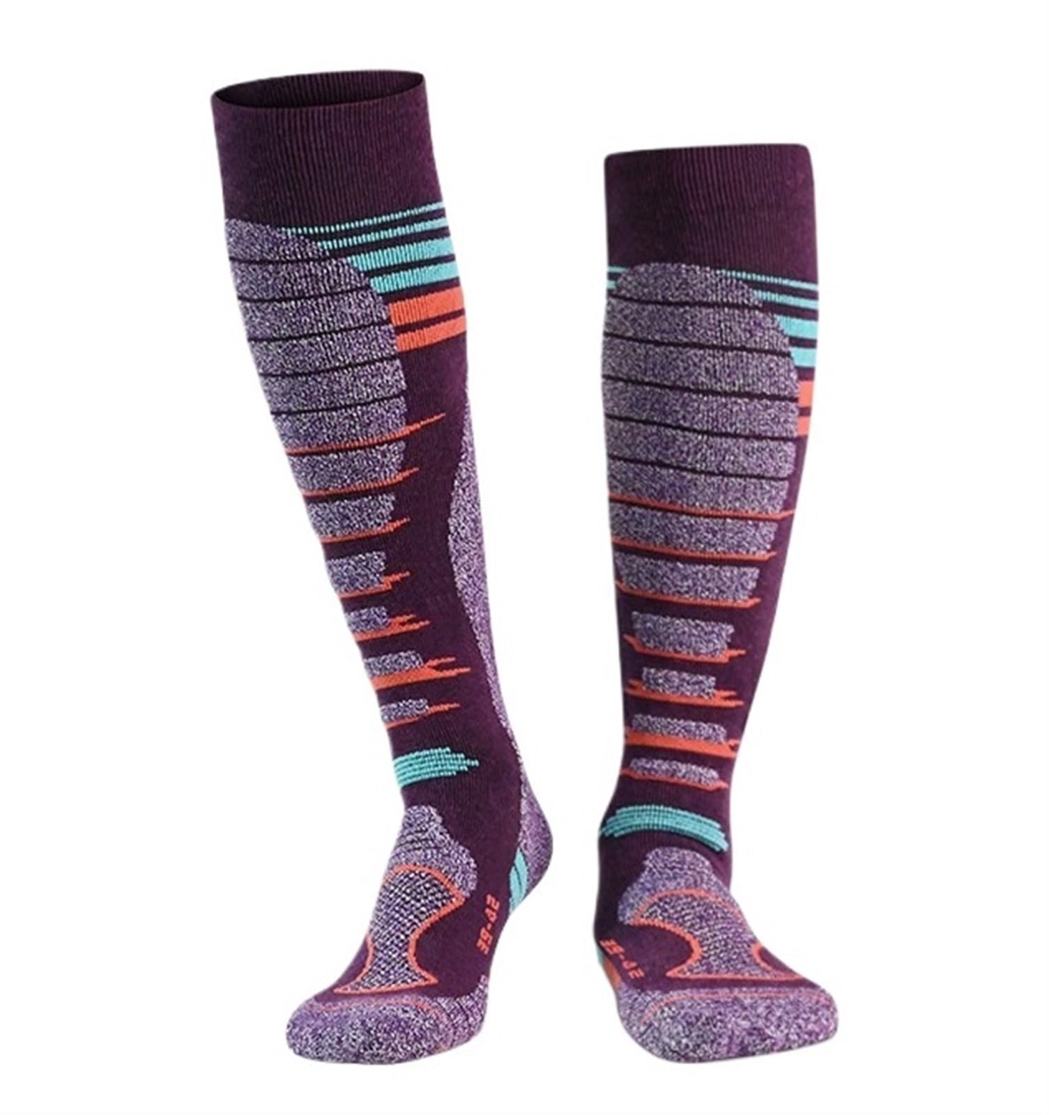 2 Pares De Calcetines Esquí For Hombre Y Mujer, Deportes Invierno Al Aire Libre, Lana Gruesa, Aislantes, Transpirables, Resistentes Desgaste, Nieve para Esquiar