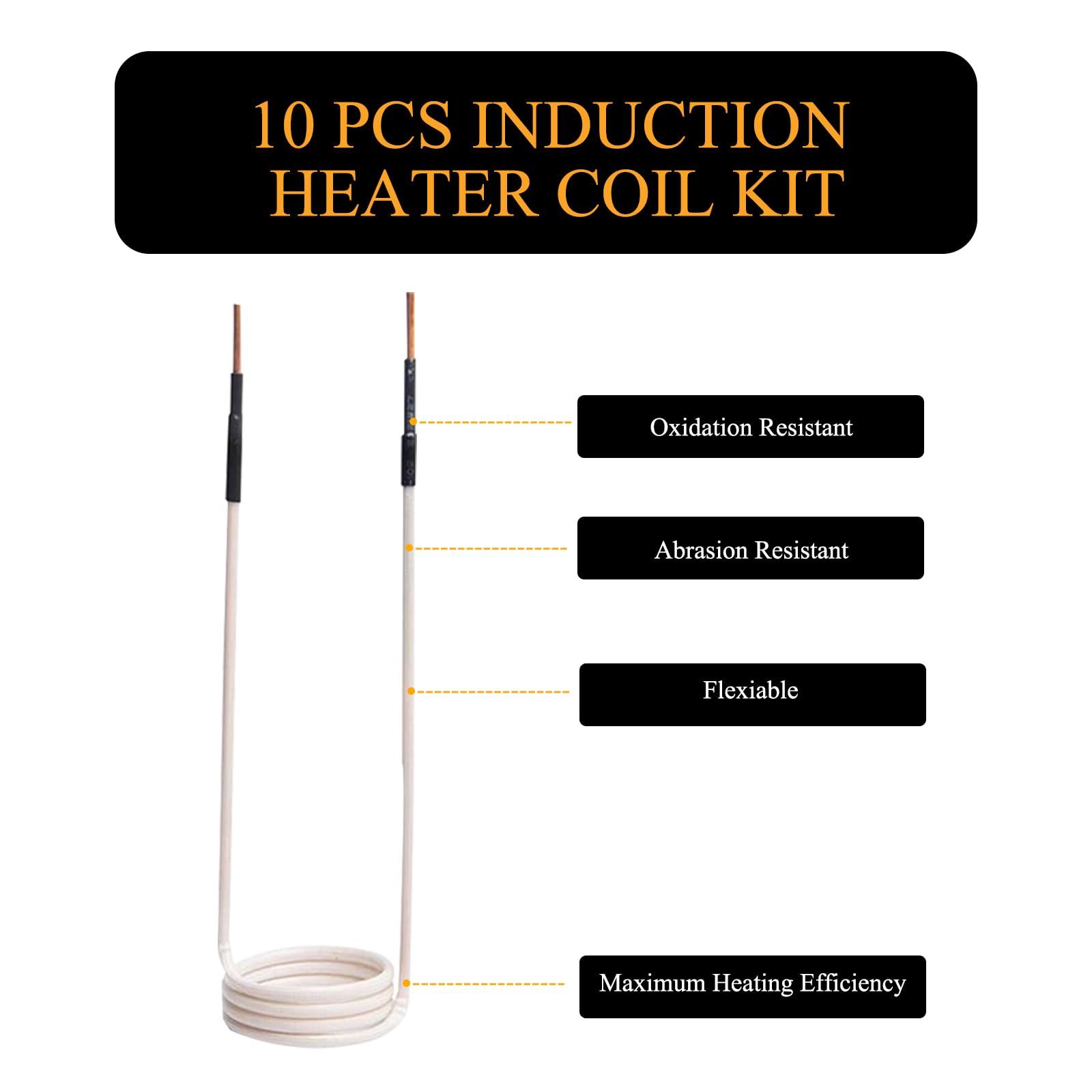 JAHEZYAN Induction Heater Coil Kit, for Magnetic Induction Heater, 10 PCS Induction Coil Kit, 8 Pre-formed Coils & 2 Flexible Free-form Coils, for Removing Rusty Bolts and Nuts