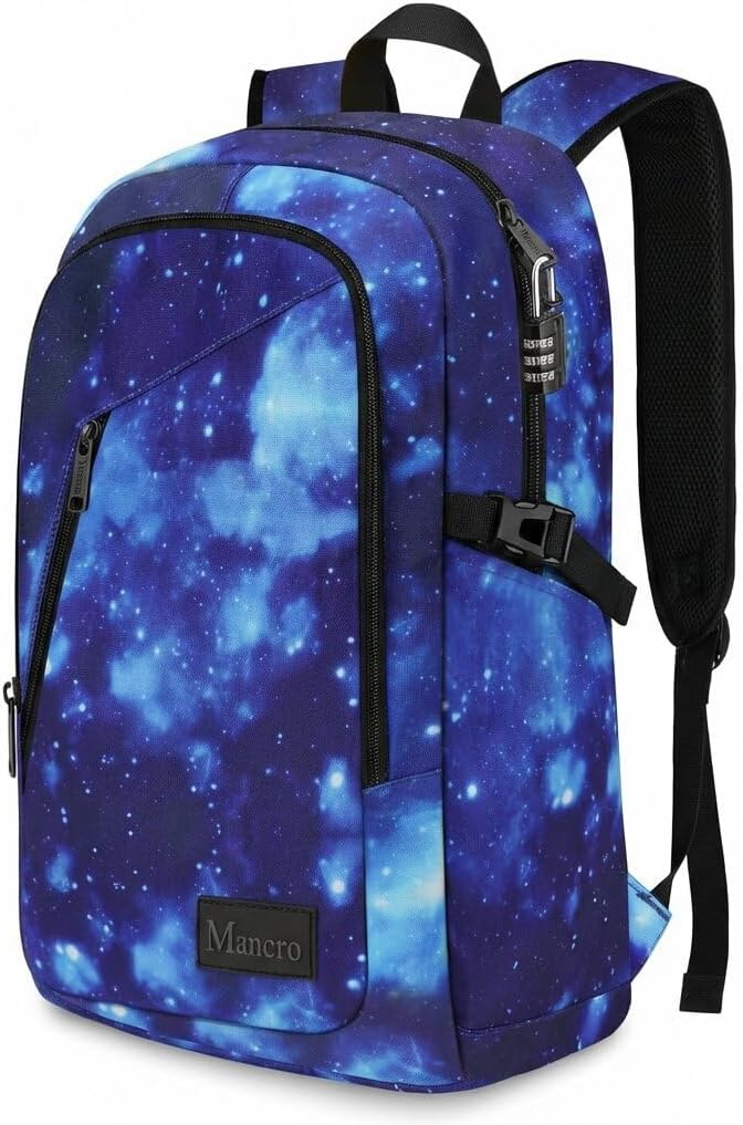 Mancro Travel Backpack for Men Women, Anti Theft Laptop Backpack, 15.6 in Laptop Backpack for Travel Lightweight Bags, Galaxy